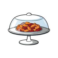 Decorative cake stand with colorful beans cartoon style illustration vector