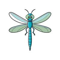 Cartoon dragonfly with large eyes on a white background vector