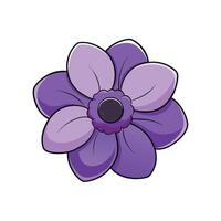 Stylized purple flower with black center on white background vector