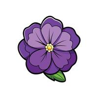 Stylized purple flower blossom with green leaf illustration vector