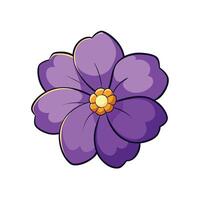 Cartoon style purple flower with yellow center illustration vector