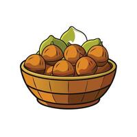 Bowl full of macadamia nuts with leafy background vector