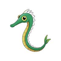 Cartoon seahorse illustration with outlines on white background stock vector