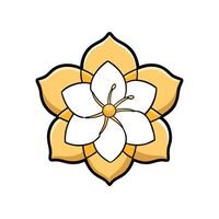 White and gold flower in flat illustration format vector