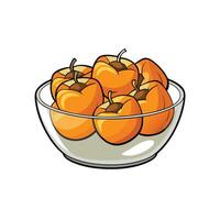 Vibrant persimmons in a clear bowl ready to serve vector