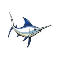 Cartoon blue marlin illustration with streamlined shape and sharp bill vector