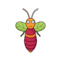 Cartoon wasp illustration with cute smiling face, wings visible vector