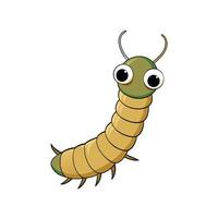 Cartoonish grub with googly eyes on plain white background vector