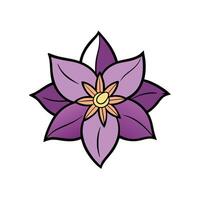 Graphic purple flower blossom with golden core illustration vector