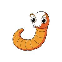 Cartoon worm illustration with happy expression and segmented body vector
