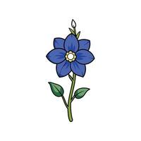 Detailed illustration of a single blue flower on a stem vector