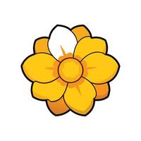 Vibrant yellow flower with bold outline on white backdrop vector