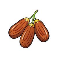 Group of three cartoon aubergines against white background vector