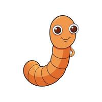 Cartoon earthworm smiling against a white background animation vector