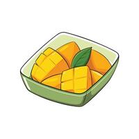Cartoon style mango chunks in bowl ready to eat vector