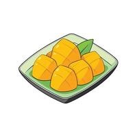 Fresh Mango Chunks Arranged on a Square Plate Illustration vector