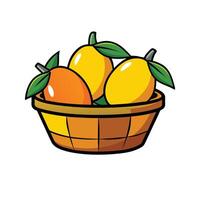 Fresh citrus fruits in a yellow basket illustration vector