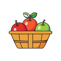 Cartoon basket full of colorful apples illustration graphic vector
