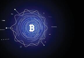 Bitcoin cryptocurrency digital technology on circuit board design. illustration vector