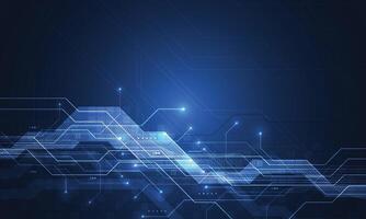 Abstract blue glowing line technology circuit board background design vector