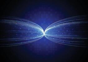 Abstract blue glowing line technology circuit board background design. Communication dot and line speed internet. vector