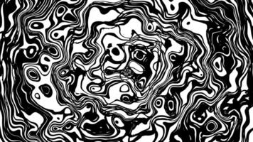 Abstract black white pattern twist wavy shiny liquid animation. flow circular motion. video