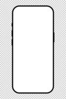 Smartphone frame, backdrop. Gadget symbol icon. Black Mobile phone with white screen. Device front view background. Sign for website design, mobile. Blank smart phone screen template. vector
