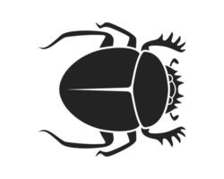 A stylized black silhouette of a beetle on a white backdrop. Symbol of transformation, resilience, or ancient symbolism. Ideal for design, mythology, or educational content. vector