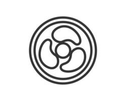 Minimalist icon of a propeller inside a circular frame. Represents motion, rotation, and energy. Ideal for tech, transportation, or ecofriendly designs. Clean, simple, and modern. vector