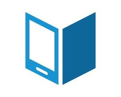 Abstract digital learning icon. Minimalist graphic of a smartphone shaped like an open book. Education, technology, knowledge, and innovation concept. vector