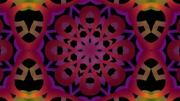 Kaleidoscope dark red mandala stop motion animation. Abstract dynamic flower pattern. video