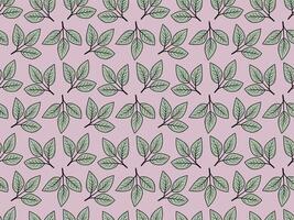 Elegant seamless pattern of stylized leaves on a soft pink background. Perfect for textile design, wallpaper, packaging, or website backgrounds. vector