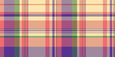 Pastel plaid pattern in peach, purple, and green. Seamless texture ideal for textile design, website backgrounds, or fashion projects. vector