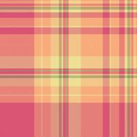 Vibrant plaid pattern in shades of pink, yellow and peach. Versatile background for designs, textiles, or web use. Evokes warmth and comfort. vector