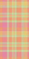 Sofa texture check pattern, swatch seamless background tartan. Simple plaid textile fabric in orange and light colors. vector