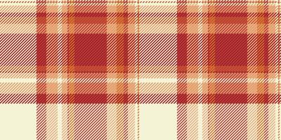 Warm autumnal plaid pattern in red, orange, and cream. Perfect for fallthemed designs, textile prints, or website backgrounds. Evokes feelings of comfort and rustic charm. vector
