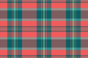 Vibrant coral and teal plaid pattern. Perfect for textile design, fashion, websites, or branding. This bold, geometric design evokes feelings of warmth and style. vector