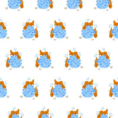 Orange Fish and Bubble Pattern
