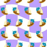 Sailboat Seamless Pattern with Waves vector