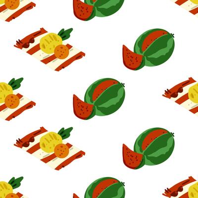 Watermelon Picnic Food Seamless Pattern