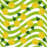 Seamless Pineapple Pattern with Waves vector