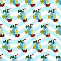 Lemonade Summer Drink Pattern on Wavy Background vector