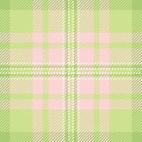 Pastel plaid pattern in green and pink. Fabric texture for designs, backgrounds or apparel. Classic tartan design, spring themed. vector