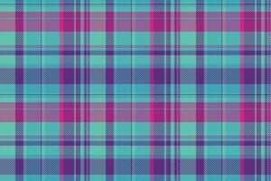 Vibrant plaid pattern in cool teal, purple, and pink tones. A versatile and seamless design, ideal for backgrounds, textiles, or modern graphic projects. vector