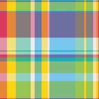 Bright, cheerful plaid pattern with a mix of pastel and vibrant colors. Perfect for backgrounds, textiles, or adding a playful touch to designs. Versatile. vector