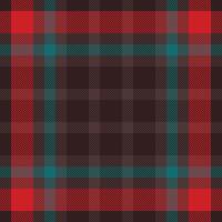 Detailed tartan pattern with a visually appealing symmetrical design in brown, red, and teal hues. Represents tradition, heritage, or textile concepts. vector