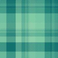 Pixelated teal plaid pattern. A vintage textured design in muted greens. Use for backgrounds, textiles, graphic design. Adds a retro, digital feel. vector