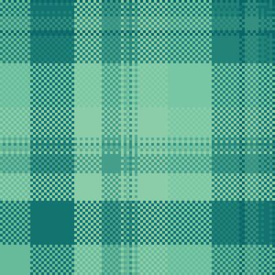 Pixelated teal plaid pattern. A vintage textured design in muted greens. Use for backgrounds, textiles, graphic design. Adds a retro, digital feel.