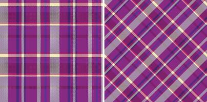 Purple plaid patterns showcase classic and diagonal designs. Textile background suitable for fabrics, fashion, or decorative arts projects. vector