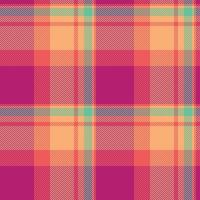 Vibrant coral, peach, and teal plaid pattern. Perfect for textile design, website backgrounds, or fashion illustrations. This bold, geometric texture evokes a feeling of warmth and energy. vector